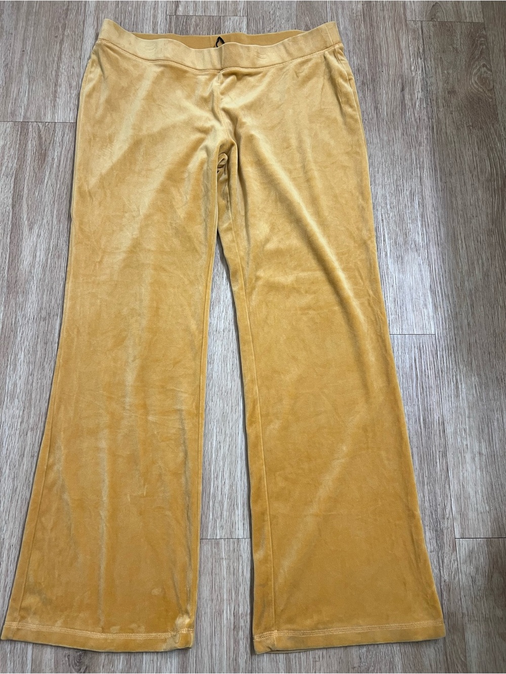 Juicy Couture Mustard Yellow Velour Wide-Leg